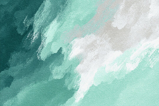 Abstract teal mint white and grey brush strokes textured background