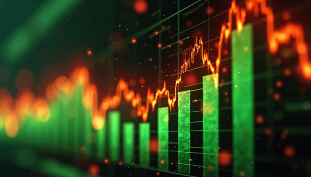 Stock Market Bar and Line Graph