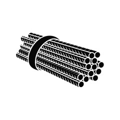Bundle of metal rods tied together with a band