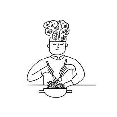 Chef cooking pasta recipe idea creative culinary food preparation italian cuisine restaurant dish design art