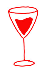 Wine drink icon in hand painted style for restaurant menu, lunch, or dinner design