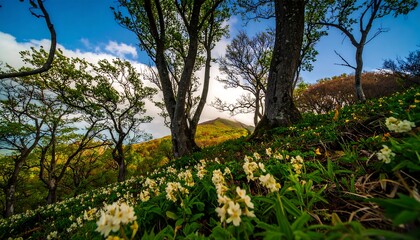 Fototapeta premium Springtime mountain wildflowers