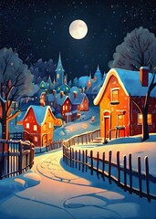 winter landscape with houses