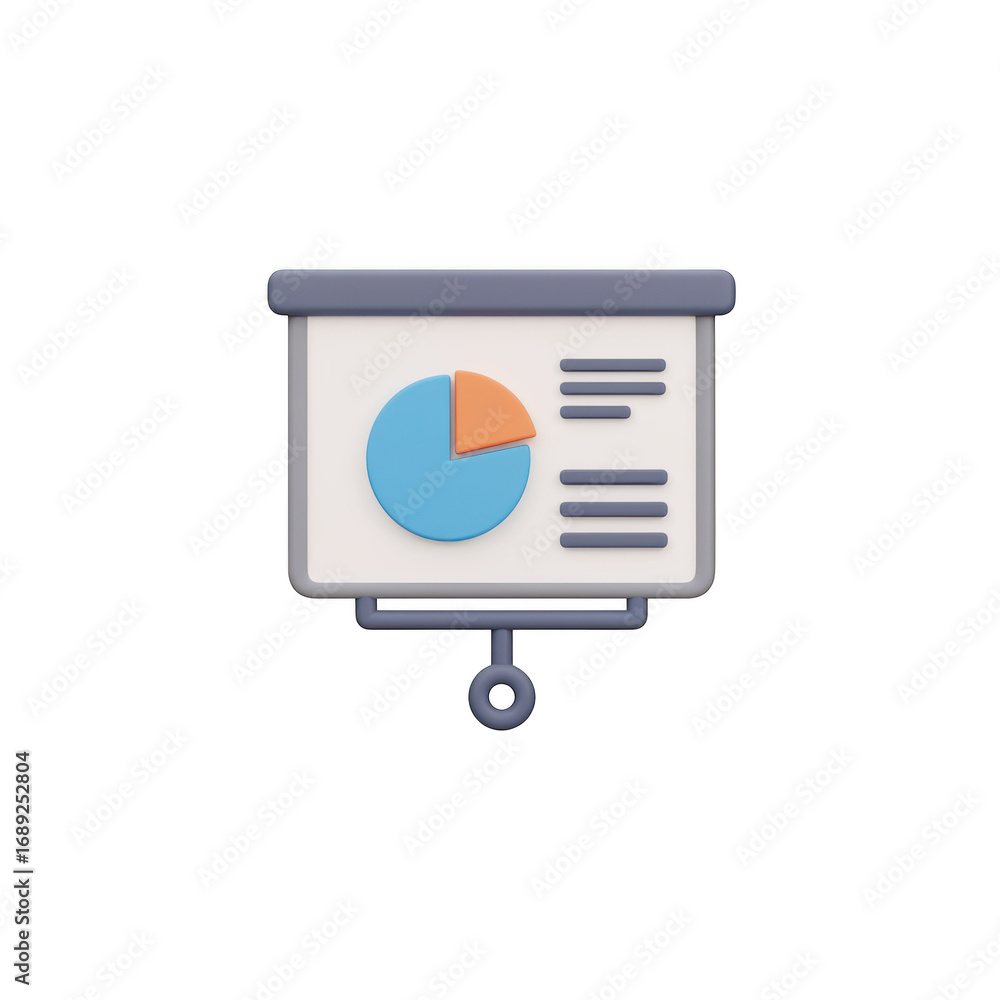 Fototapete presentation board with pie chart and bullet points isolated on transparent background