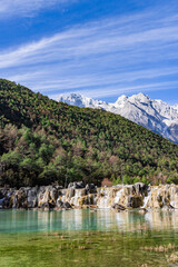 The Blue Moon Valley landscape of Yulong Snow Mountain in Lijiang, Yunnan
