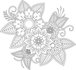 Mandala flower coloring page intricate design for relaxing creative adults and kids white background