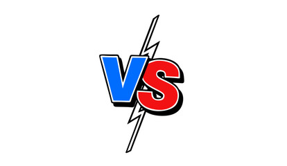 A bold "VS" vector graphic with a lightning bolt separating the letters. This dynamic design symbolizes competition, confrontation, and rivalry. Ideal for sports, gaming, and any "versus" theme.