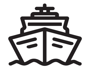 Modern freight ship symbol in flat outlined elegant vector art