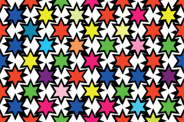 seamless pattern with colorful stars and arrows