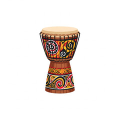 Flat icon illustration of Tifa drum from Papua with carved patterns.