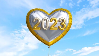 Heart-shaped balloon with 2023