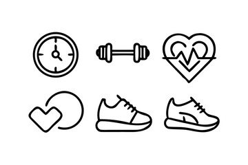 Fitness and wellness icons for healthy lifestyle