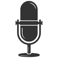 Black Podcast microphone silhouette icon PNG | Minimal Flat Silhouette Icon Download
