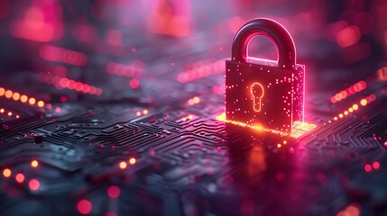 Cybersecurity protection glows red, securing digital data in a connected world for modern tech solutions