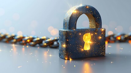 Futuristic digital padlock glows red on circuit board, symbolizing cybersecurity and data protection