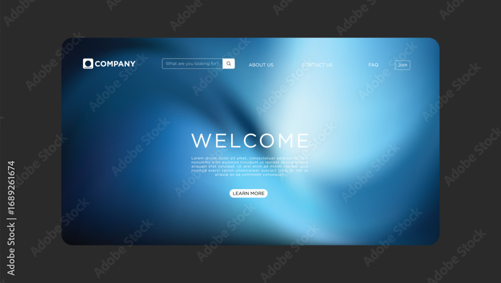 Poster modern website landing page welcomes visitors with clean design and user-friendly interface