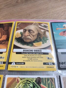 "Branzinu Bibikiu" collectible card with a fish-man character