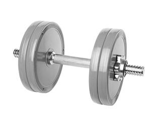 Silver dumbbell isolated on transparent background