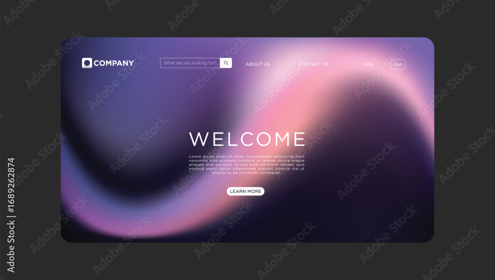 Fototapete modern website welcome screen design with gradient background and user-friendly interface