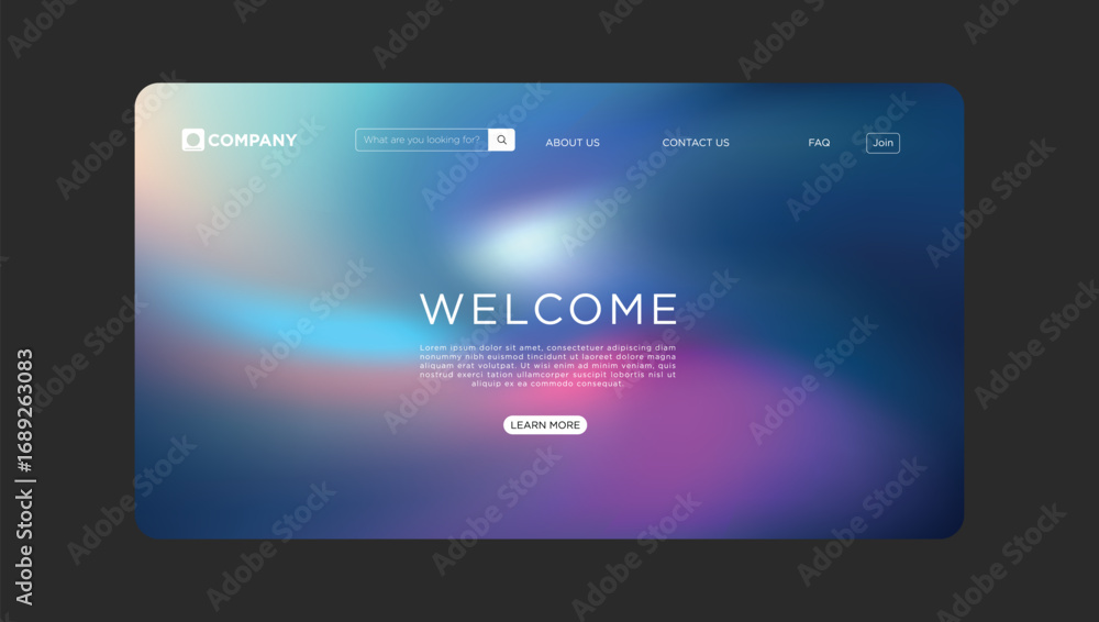 Aufkleber modern website design with welcome message and call to action for business landing page