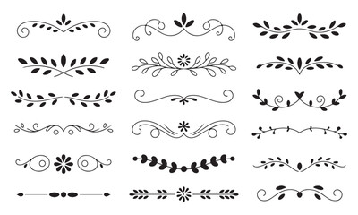 Obraz premium Elegant Floral Dividers and Decorative Borders Vector Set