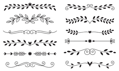 Obraz premium Elegant Floral Dividers and Decorative Borders Vector Set