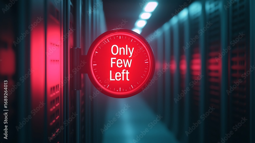 Poster a red circular sign indicating urgency, displaying the message 