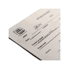 Close-up of a Stylish Receipt or Invoice with Handwritten Signature and Logo