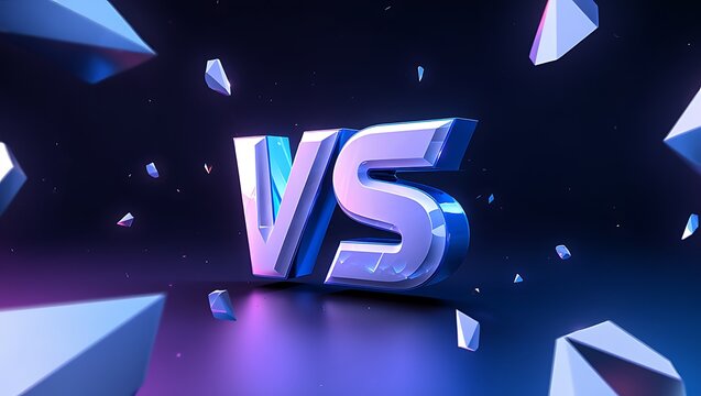 3 D Render V S Letters Blue Purple Crystals image