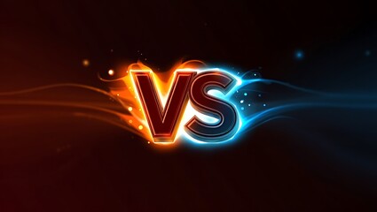 Fiery Orange and Electric Blue V S Letters Glowing