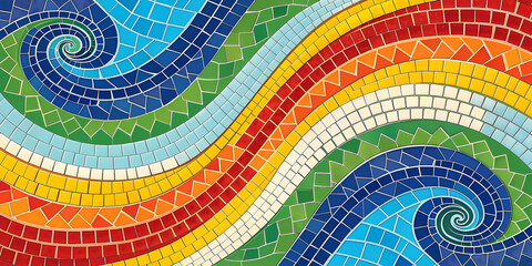 Fototapeta premium Colorful mosaic tile abstract pattern in geometric seamless artistic decorative design