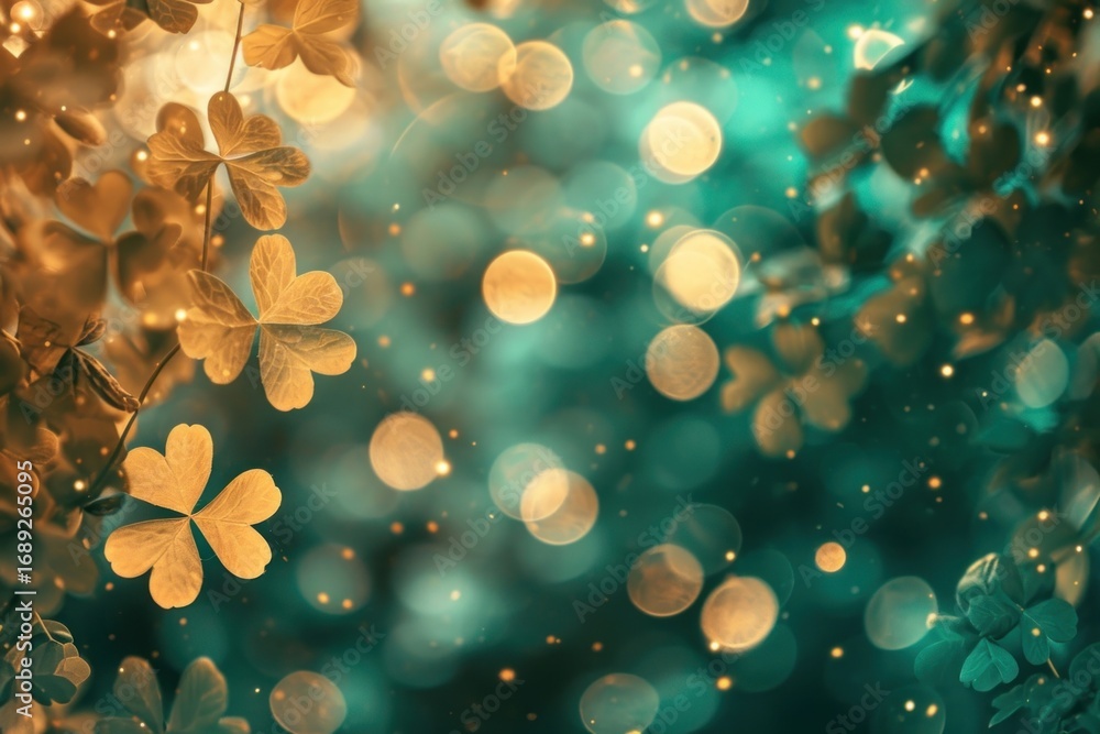 Poster clover leaf pattern bokeh effect background light backgrounds outdoors.