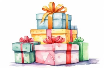 Obraz premium Christmas present cartoon gift white background.