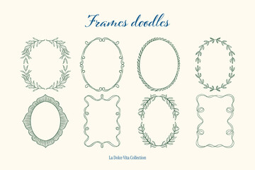 Sketch style vector frames collection. Art for greeting cards, wedding invitations, poster design, postcards, branding, logo design, background.	