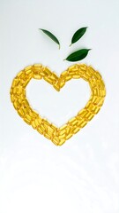 Heart-shaped capsules on white