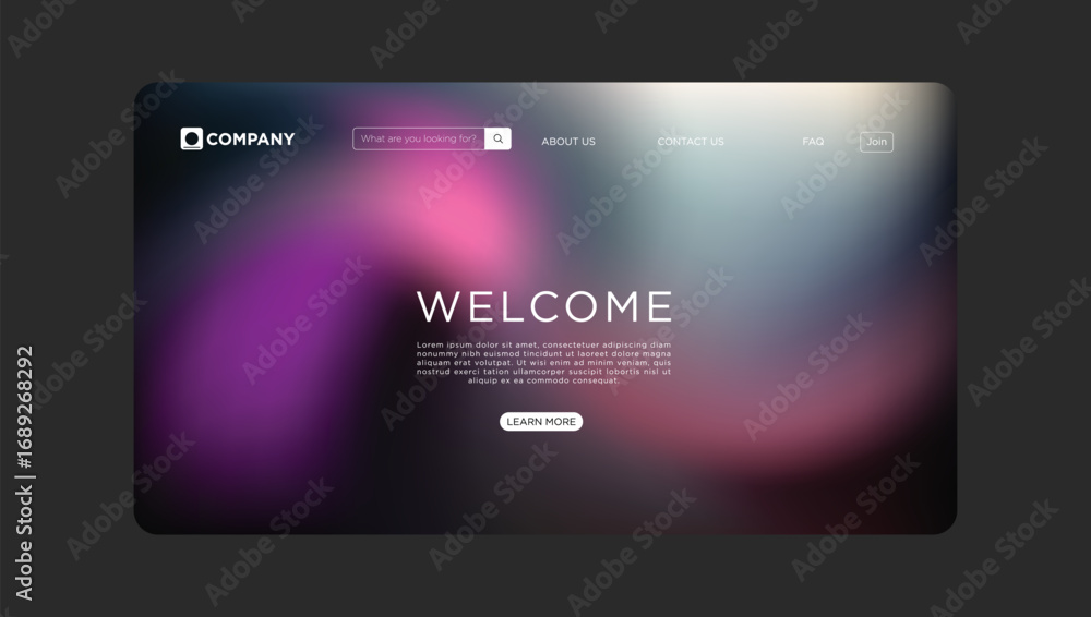 Aufkleber modern website welcome page design with stylish gradient background for professional use