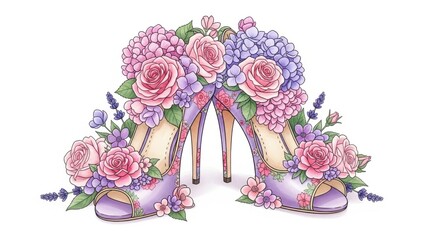 Charming floral high heels embellished with beautiful blooms