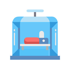 Flat vector illustration of futuristic medical capsule with medicine