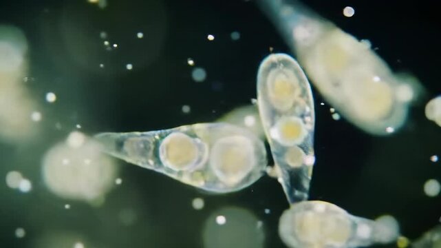 Microscopic view of single-celled organisms
