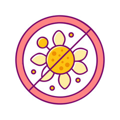 Allergen free symbol with daisy flower and pink circle