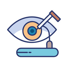 Stylized eye with laser treatment concept for ophthalmology
