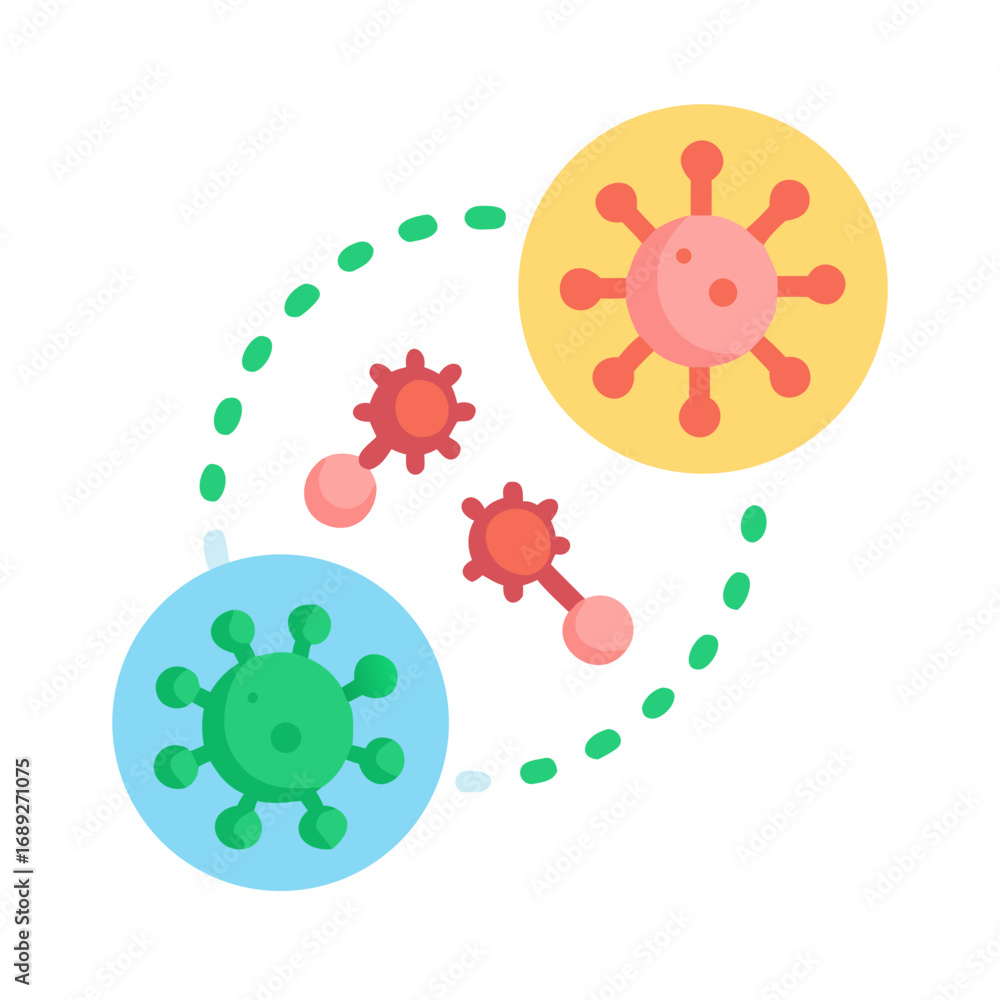 Poster conceptual image of viruses with dotted circle on black background