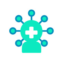 Medical network abstract connection icon concept with cross symbol