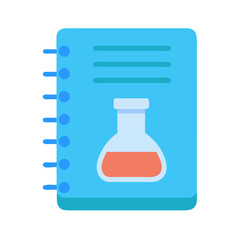 Obraz premium Illustration of science notebook with beaker, minimal flat design