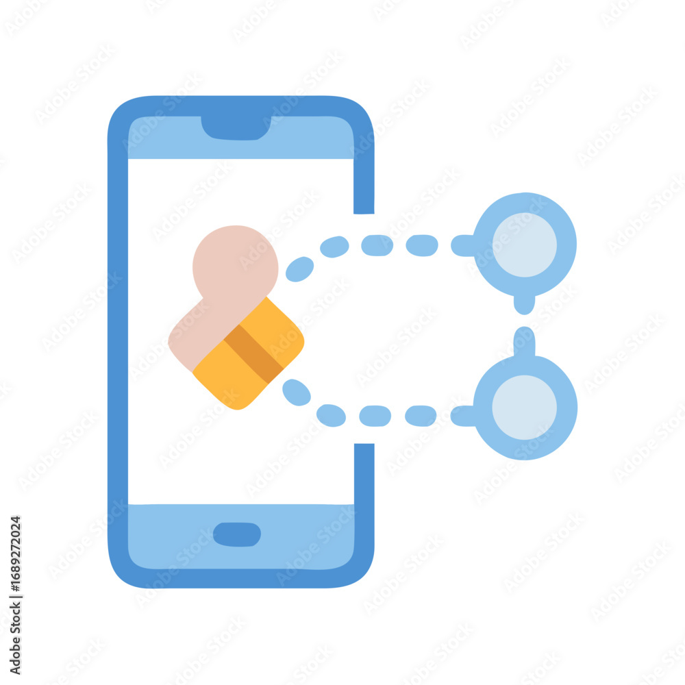 Poster flat design mobile network sharing icon on dark background