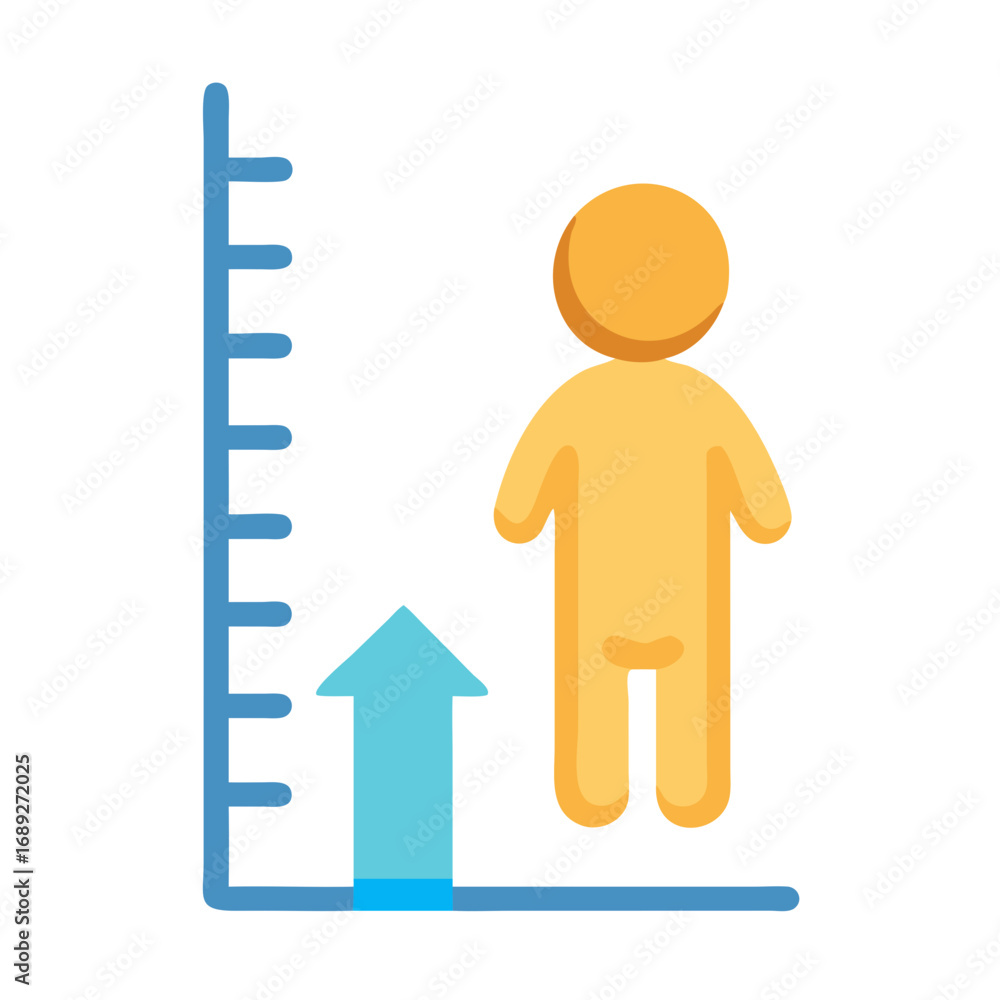 Poster data-driven person growth indicator chart on a black background