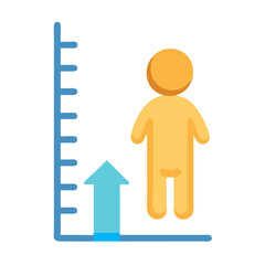Data-driven person growth indicator chart on a black background