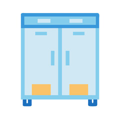 Flat design illustration of a blue and beige closet