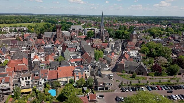 Aerial skyline view of Culemborg, Gelderland, The Netherlands