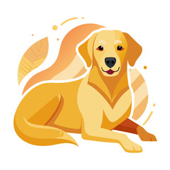 vector illustration of labrador retriever, lying down, abstract